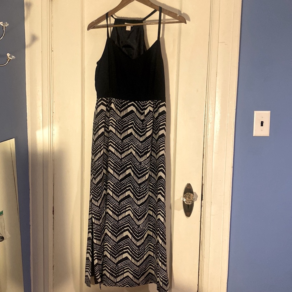 J.Crew Navy & White Maxi Dress - 6 Petite